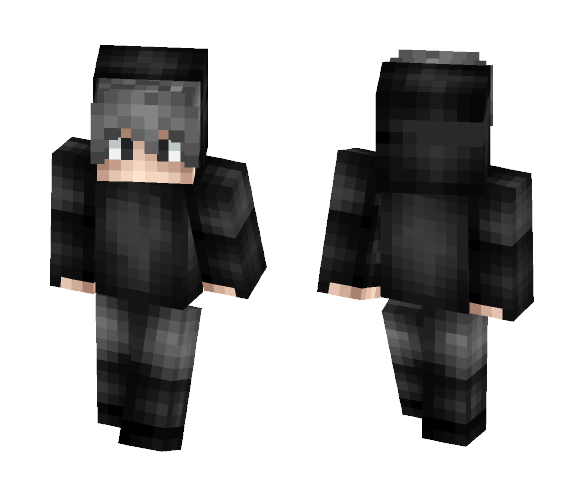 Download Free Black Hooded Teen Male Skin for Minecraft image 1 Black Hooded Teen Male - Male Minecraft Skins - image 1