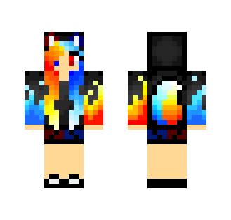 Blue and Red Fire Cat Girl - Cat Minecraft Skins - image 2