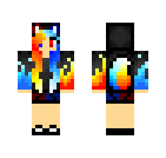 Blue and Red Fire Cat Girl