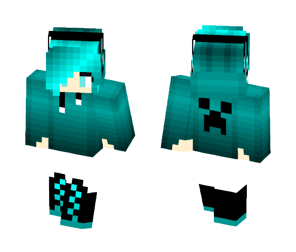 Download Free Blue Hoodie with Headphones Girl Skin for Minecraft image 1 Blue Hoodie with Headphones Girl - Girl Minecraft Skins - image 1