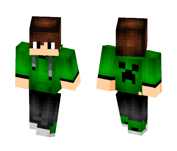 creeper on back with green hoodie - Male Minecraft Skins - image 1