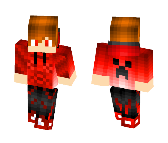 creeper on back with red hoodie - Male Minecraft Skins - image 1