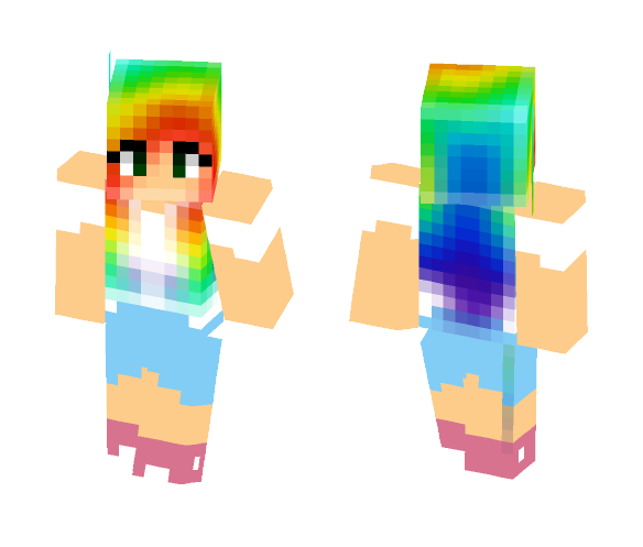 Rainbow Hair Girl - Color Haired Girls Minecraft Skins - image 1