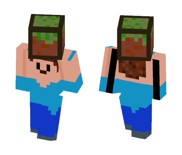 8bit Steve With Grass - Male Minecraft Skins - image 1