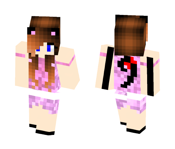 Download Free Cat Girl With pink dress Skin for Minecraft image 1 Cat Girl With pink dress - Cat Minecraft Skins - image 1