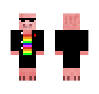 Suit w/ rainbow shirt piggy