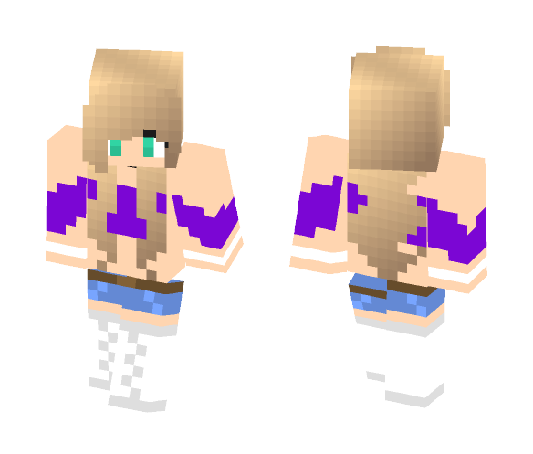 Cute Purple Lazy Sleeve Crop Top - Female Minecraft Skins - image 1