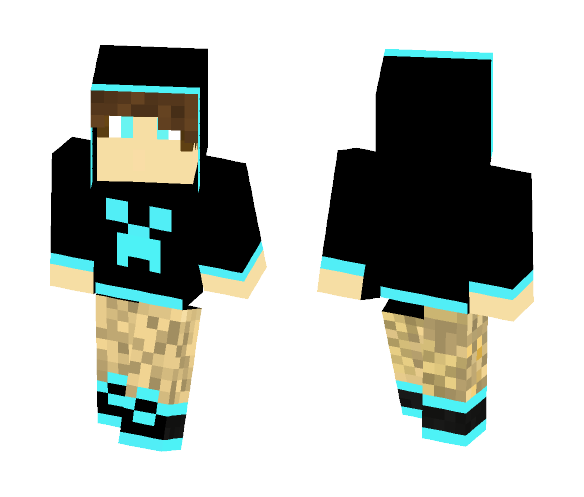 Neon Blue Creeper Hoodie - Male Minecraft Skins - image 1
