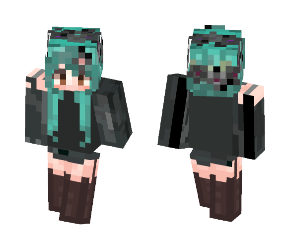 Emo girl with swampy/toxic hair - Color Haired Girls Minecraft Skins - image 1