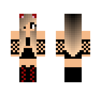 red cat girl with crop top