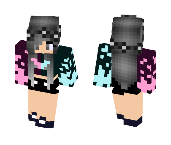 Download Free Pink and Blue PVP Girl Skin for Minecraft image 1 Pink and Blue PVP Girl - Girl Minecraft Skins - image 1