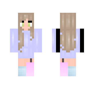 blue sweater w/ adorable socks