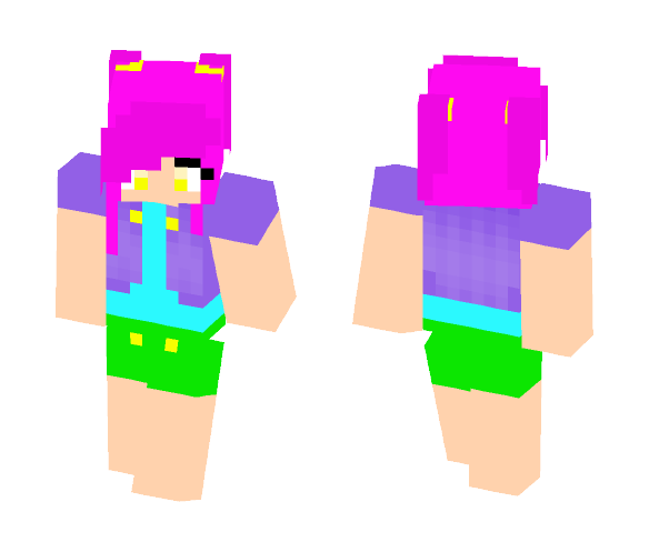 Download Free Cute purple / pink haired girl Skin for Minecraft image 1 Cute purple / pink haired girl - Color Haired Girls Minecraft Skins - image 1