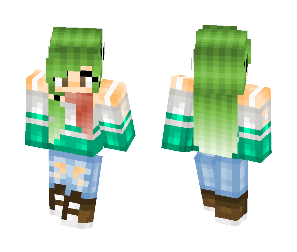 Download Free Green Hair High School Girl Skin for Minecraft image 1 Green Hair High School Girl - Color Haired Girls Minecraft Skins - image 1