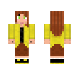 Girl in yellow hoodie