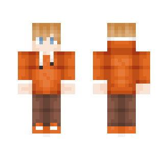 Pumpkin Colored Hoodie Teen - Male Minecraft Skins - image 2