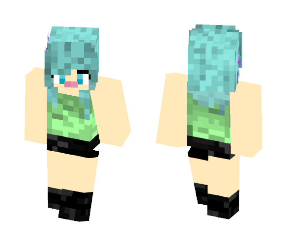 Download Free Girl W/ Short Blue Hair Skin for Minecraft image 1 Girl W/ Short Blue Hair - Color Haired Girls Minecraft Skins - image 1