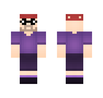 Red Cap Purple Shirt