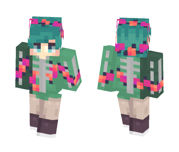 Fury | Skeleton Bones & flowers - Male Minecraft Skins - image 1