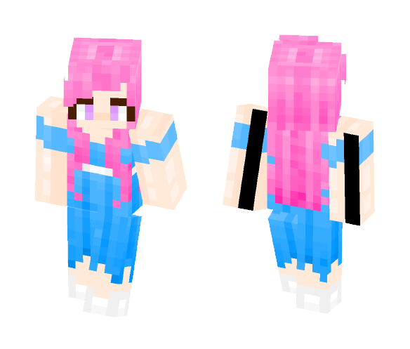 Download Free A girl in a blue dress Skin for Minecraft image 1 A girl in a blue dress - Girl Minecraft Skins - image 1