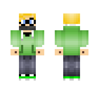green hoodie person