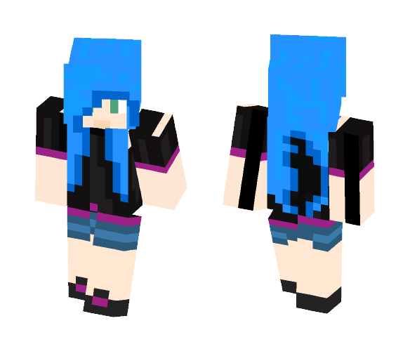 Blue haired girl - Color Haired Girls Minecraft Skins - image 1