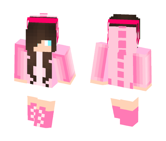 Download Free Girl with a dinosaur sweatshirt Skin for Minecraft image 1 Girl with a dinosaur sweatshirt - Girl Minecraft Skins - image 1