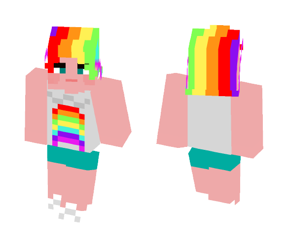 Rainbow Hair Girl - Color Haired Girls Minecraft Skins - image 1