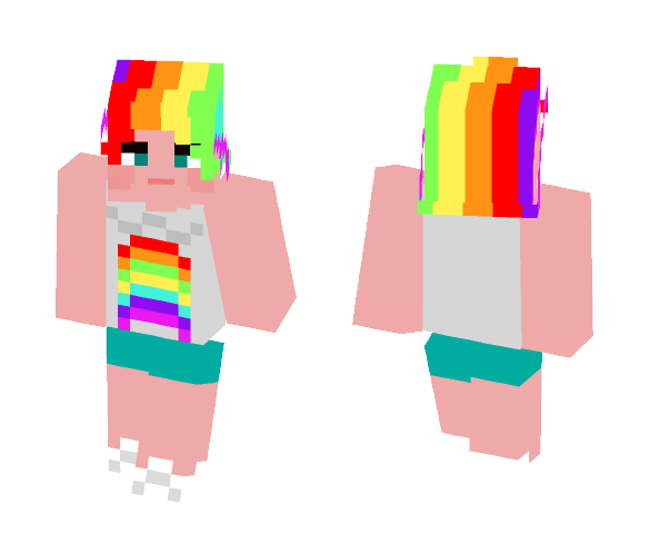 Download Free Rainbow Hair Girl Skin for Minecraft image 1 Rainbow Hair Girl - Color Haired Girls Minecraft Skins - image 1