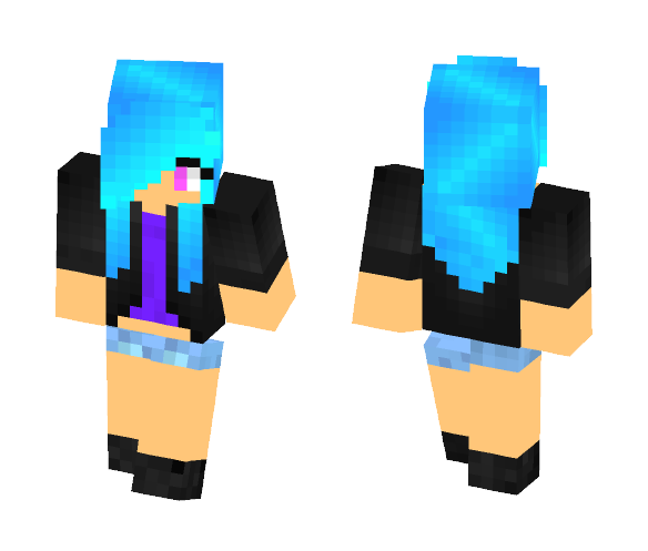 Download Free Blue Haired Girl Skin for Minecraft image 1 Blue Haired Girl - Color Haired Girls Minecraft Skins - image 1