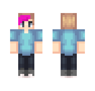Blue Shirt Blonde with Pink Hair =3 - Male Minecraft Skins - image 2