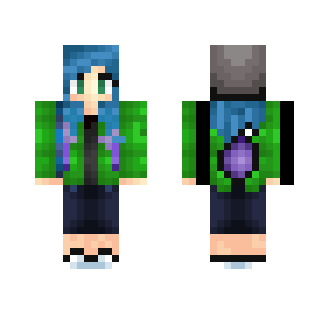 Green Plaid and Blue Hair
