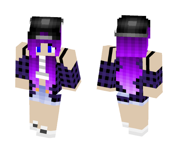DarkVersion ~ CoolGirlPurpleHair - Color Haired Girls Minecraft Skins - image 1