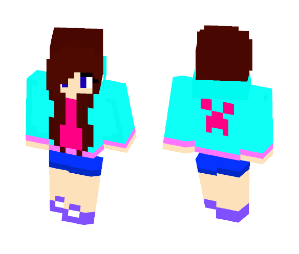 Download Free Colorful Creeper Girl Skin for Minecraft image 1 Colorful Creeper Girl - Girl Minecraft Skins - image 1