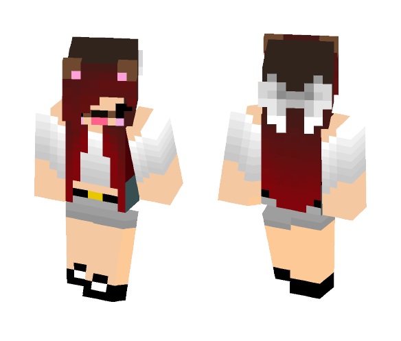 Download Free Red Haired Dog Filter Girl Skin for Minecraft image 1 Red Haired Dog Filter Girl - Color Haired Girls Minecraft Skins - image 1