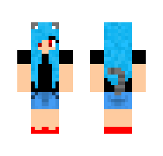 Red and Blue Cat Girl