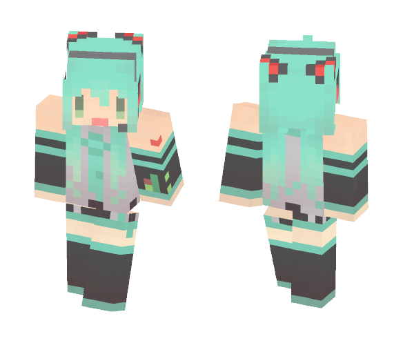 Download Free Vocaloid | Hatsune Miku Skin for Minecraft image 1 Vocaloid | Hatsune Miku - Female Minecraft Skins - image 1
