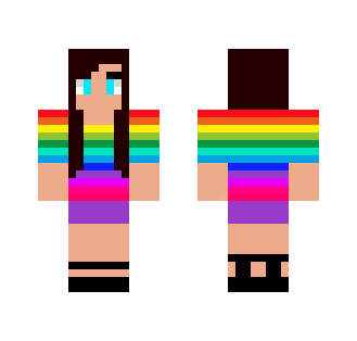Girl in a rainbow top