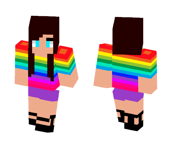 Download Free Girl in a rainbow top Skin for Minecraft image 1 Girl in a rainbow top - Girl Minecraft Skins - image 1
