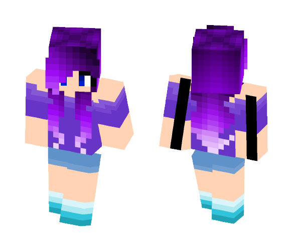 Download Free Purple hair Summer Girl Skin for Minecraft image 1 Purple hair Summer Girl - Color Haired Girls Minecraft Skins - image 1