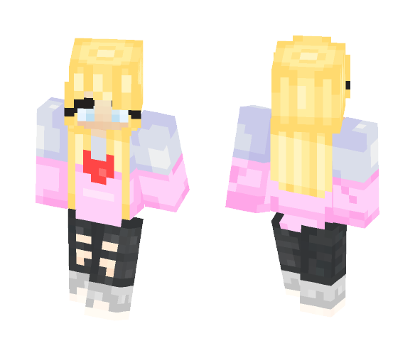 Download Free ~Heart sweater cute girl Skin for Minecraft image 1 ~Heart sweater cute girl - Cute Girls Minecraft Skins - image 1