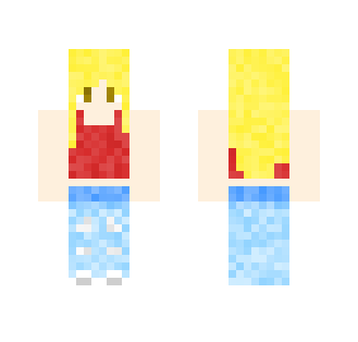 Red Tank Top with Ripped Jeans - Female Minecraft Skins - image 2