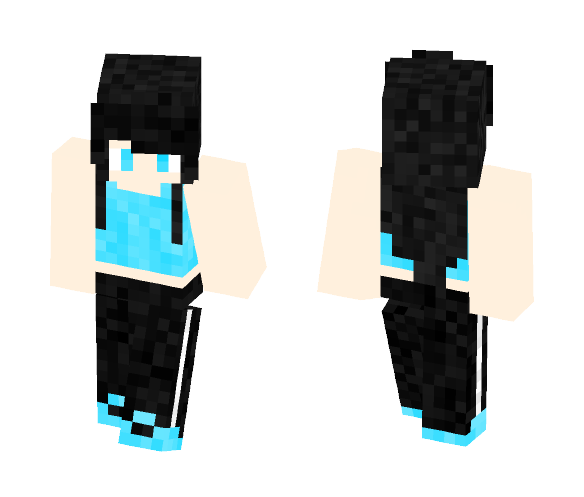 Cyan Tank-top with Black Adidas - Female Minecraft Skins - image 1