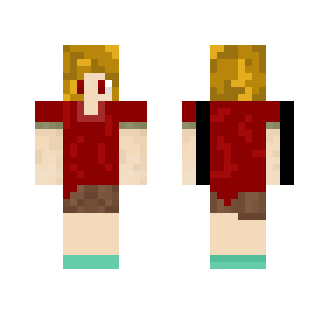 A person in a red shirt