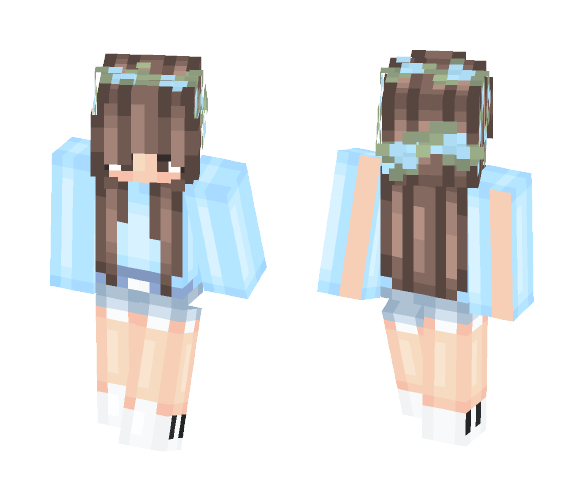 Download Free Blue Flowery Girl ; Sparkliinq_ Req Skin for Minecraft image 1 Blue Flowery Girl ; Sparkliinq_ Req - Girl Minecraft Skins - image 1