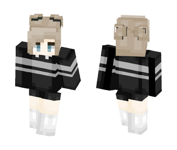 흑백 여성 (male ver in desc) - Female Minecraft Skins - image 1