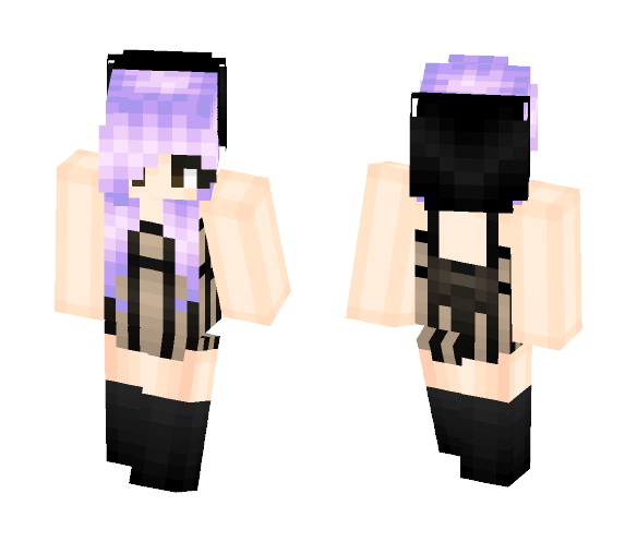 Download Free Striped Dress Girl Skin for Minecraft image 1 Striped Dress Girl - Girl Minecraft Skins - image 1