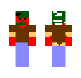 red guy with scribles