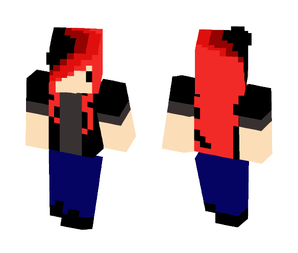 Download Free Teen Girl (red and black hair) Skin for Minecraft image 1 Teen Girl (red and black hair) - Color Haired Girls Minecraft Skins - image 1