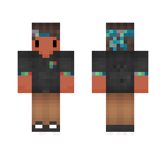 Gray shirt with Colorful headband - Male Minecraft Skins - image 2